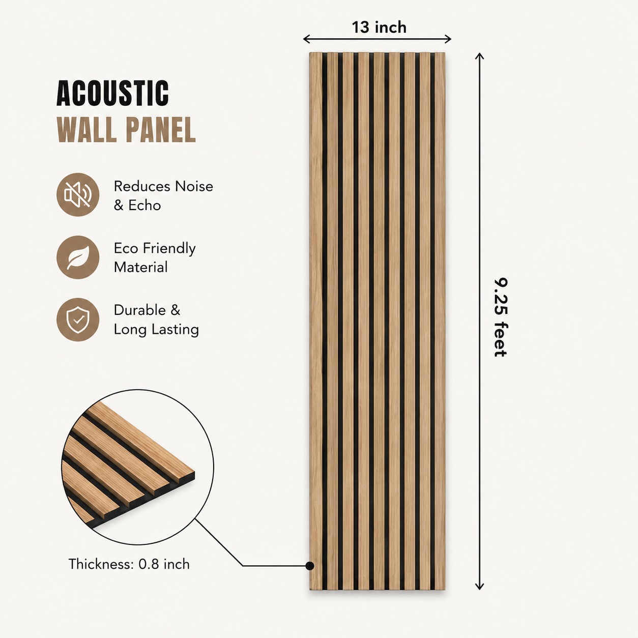 Acoustic Wall Panels, CherryWood - 9.25 Feet 13 Inches
