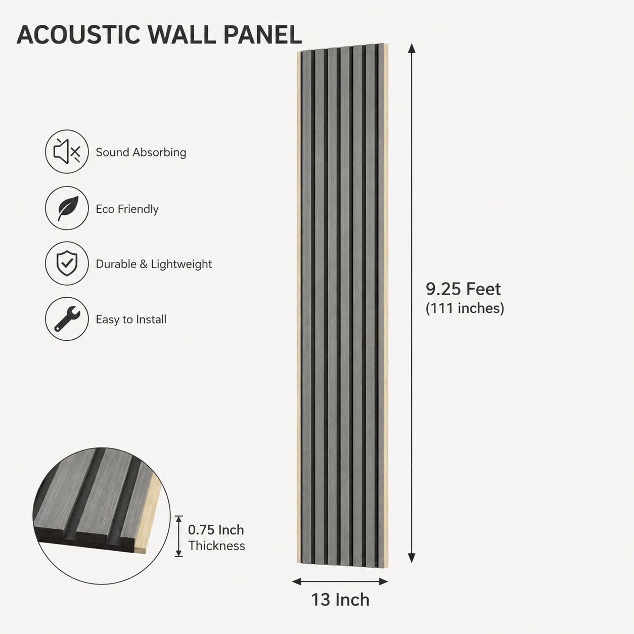 Acoustic Wall Panels, 15 - 9.25 Feet 13 Inches