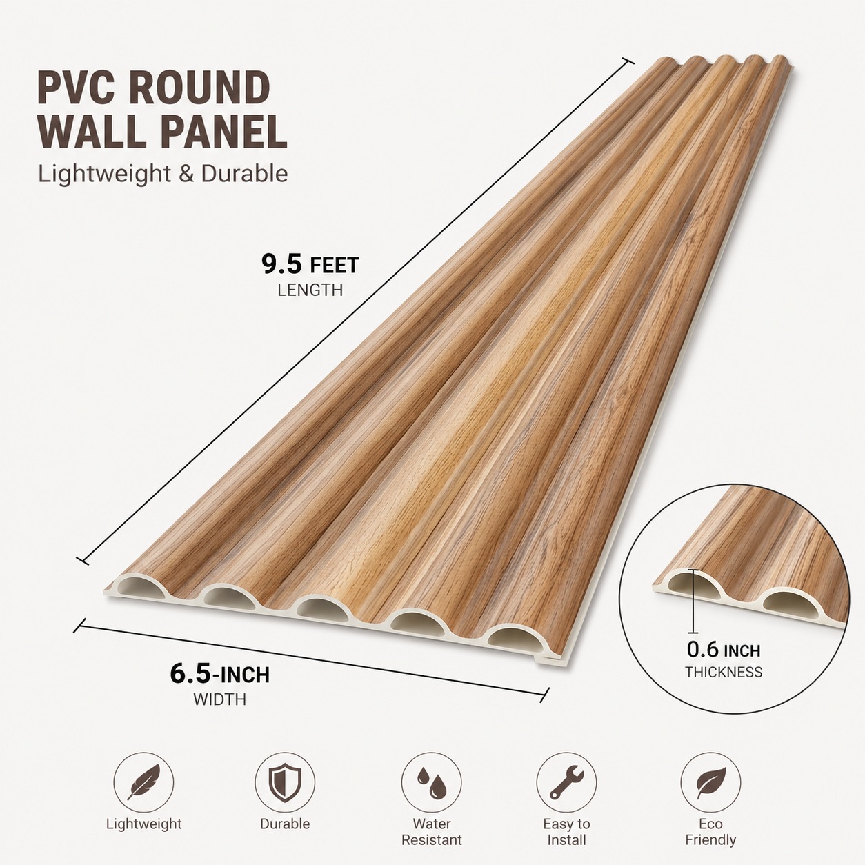 Pvc Round Panel, 20A15 - 9.5 Feet 6.5 Inches