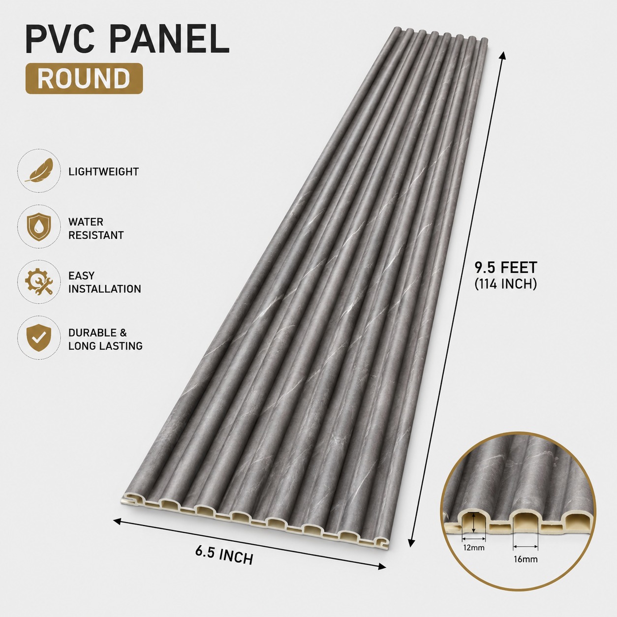 Pvc Round Panel, 4008 - 9.5 Feet 6.5 Inches