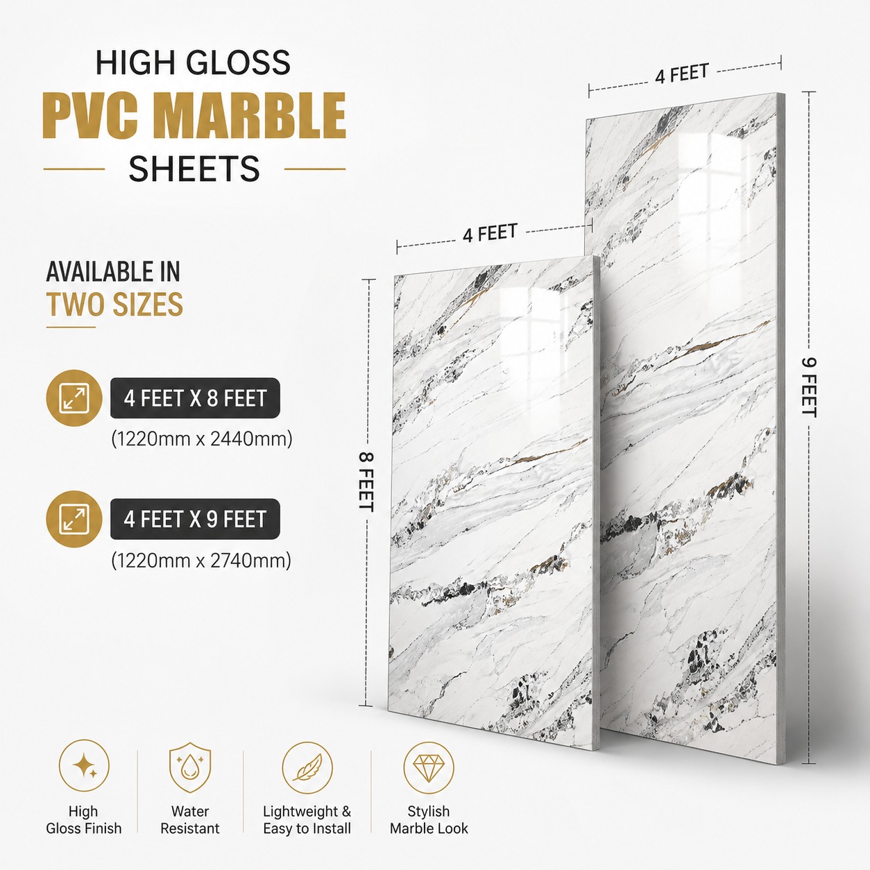 High Gloss PVC Marble sheets 1513