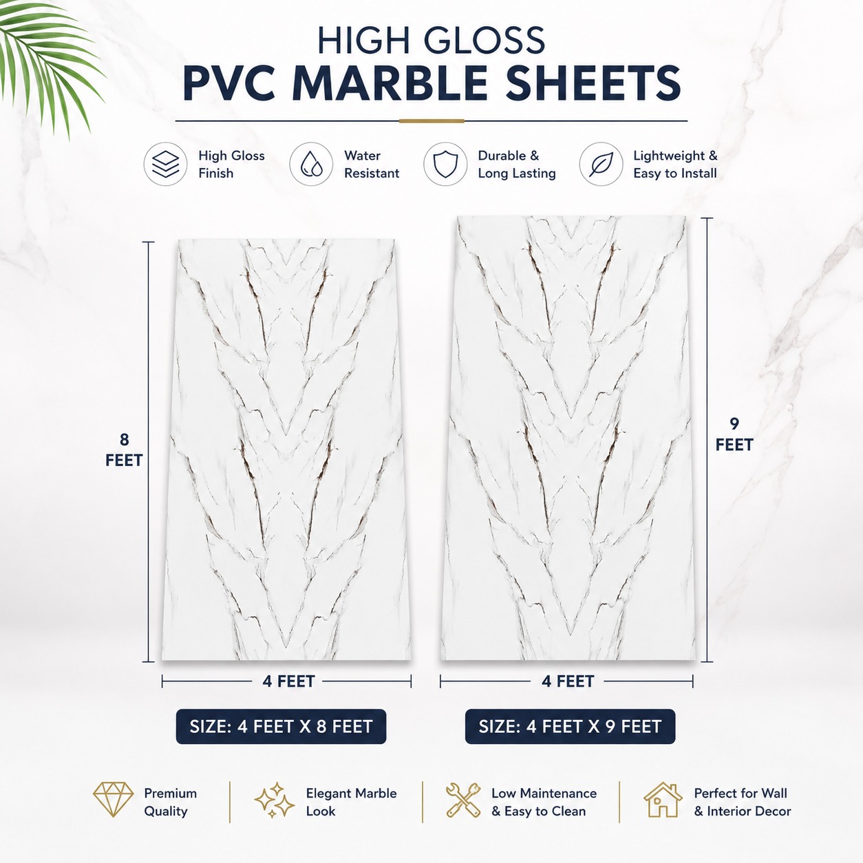 High Gloss PVC Marble sheets 1520