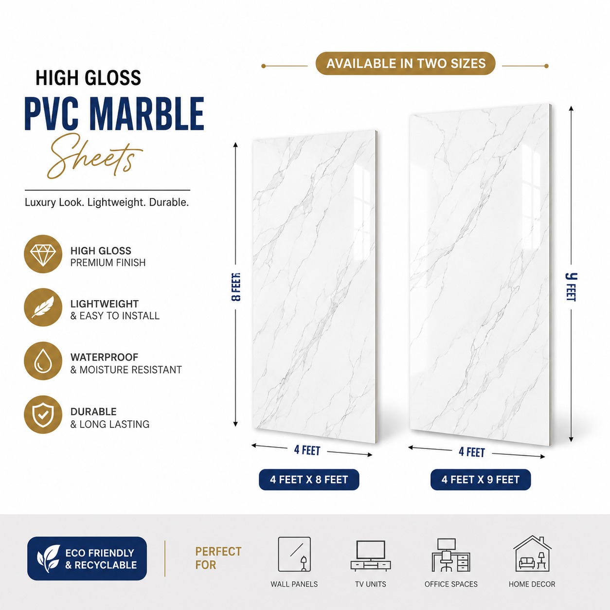 High Gloss PVC Marble sheets 1530