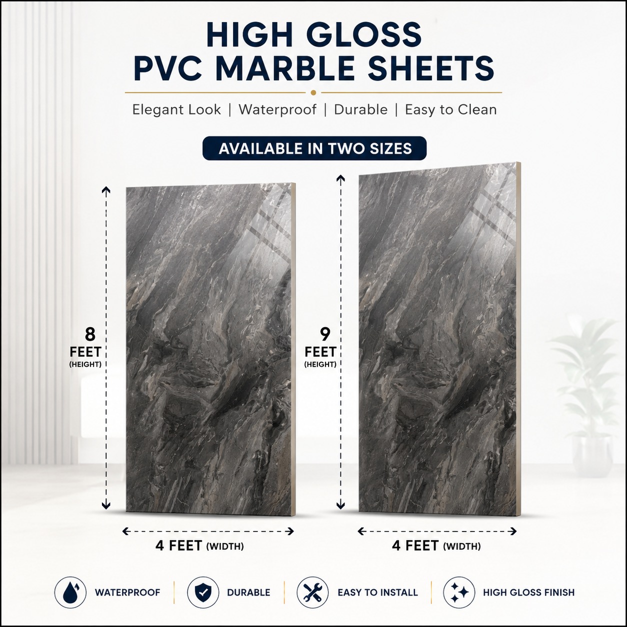High Gloss PVC Marble sheets 1540