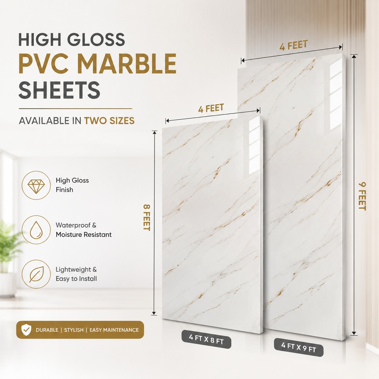 High Gloss PVC Marble sheets 1550