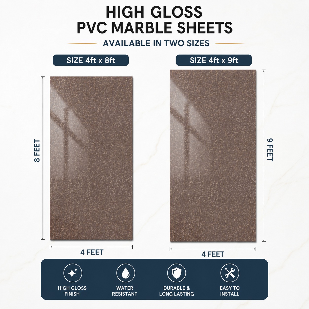 High Gloss PVC Marble sheets 1555