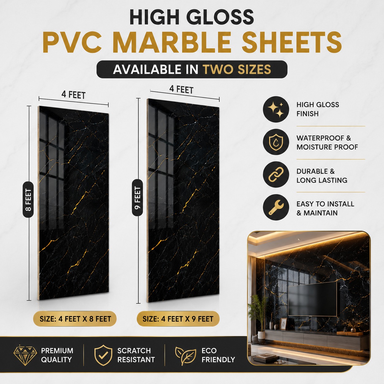 High Gloss PVC Marble sheets 1565