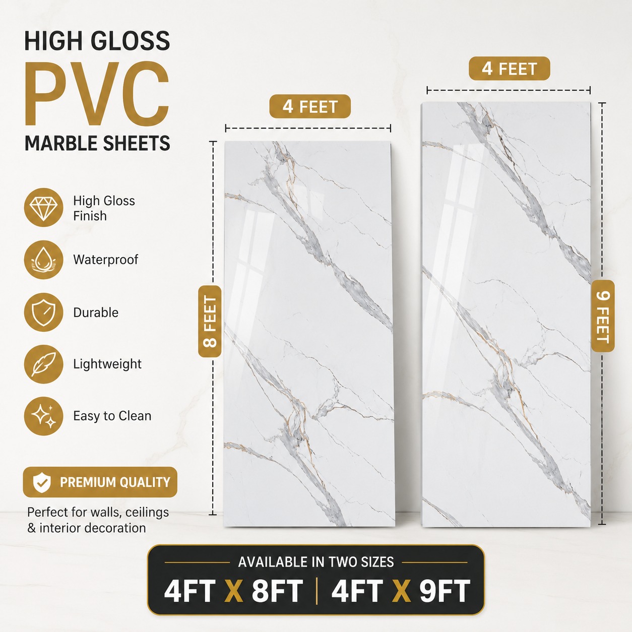 High Gloss PVC Marble sheets 1580