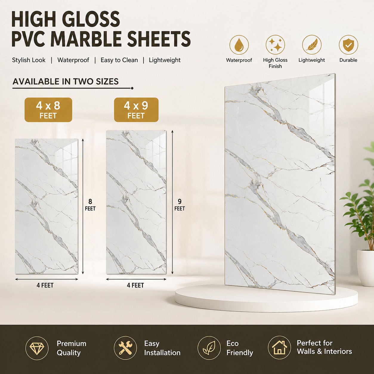 High Gloss PVC Marble sheets 1585