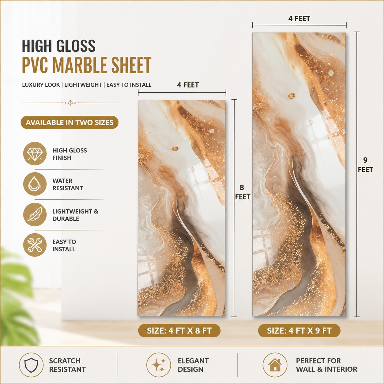 High Gloss PVC Marble sheets 1590