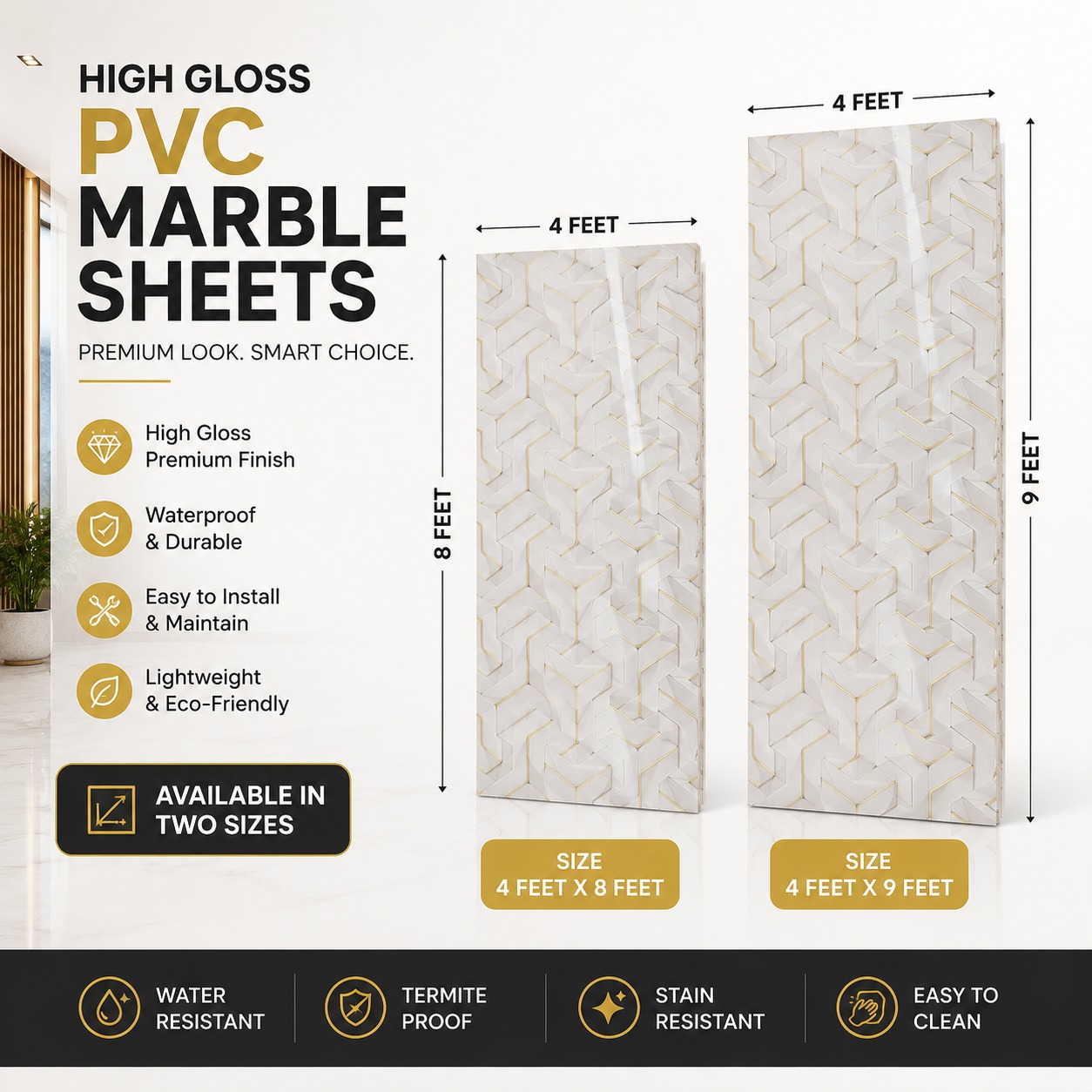 High Gloss PVC Marble sheets 1595