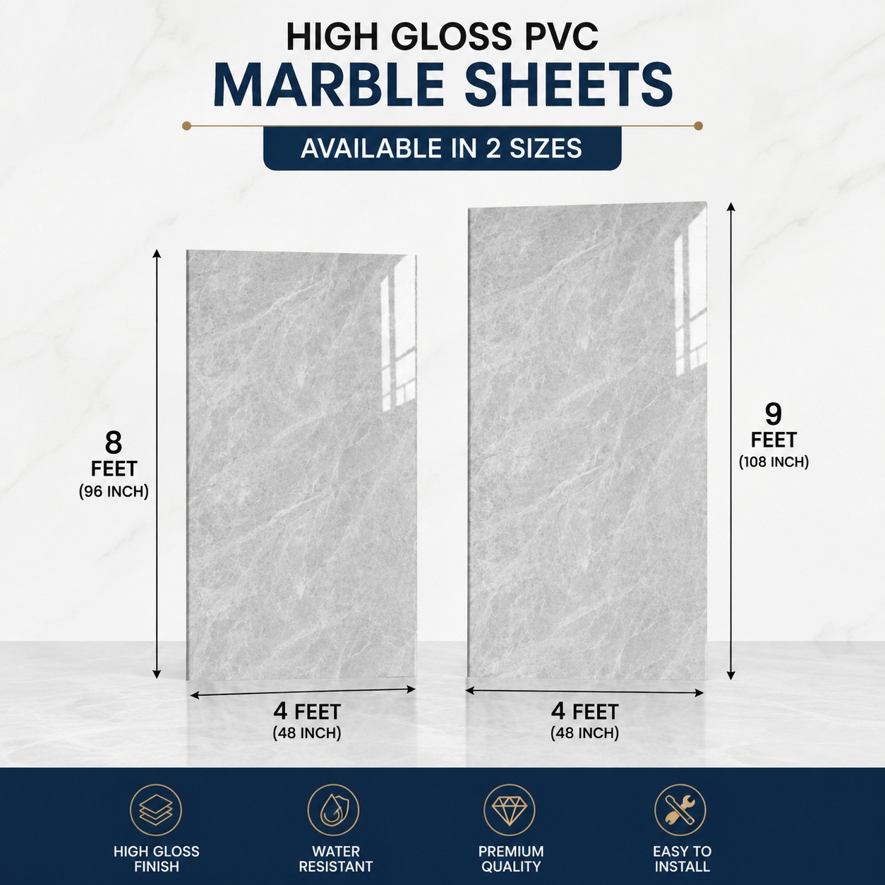 High Gloss PVC Marble sheets 1600