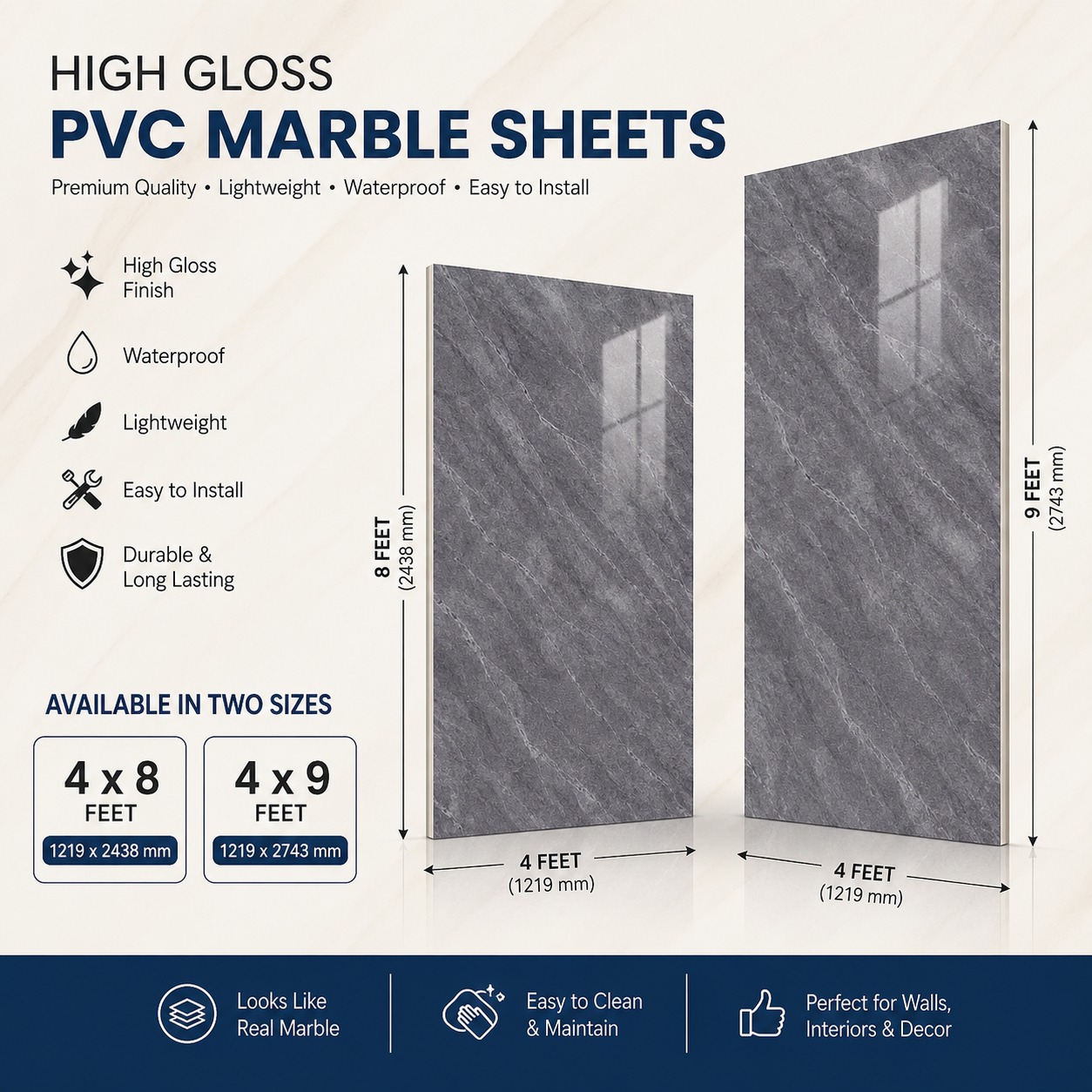High Gloss PVC Marble sheets 1610