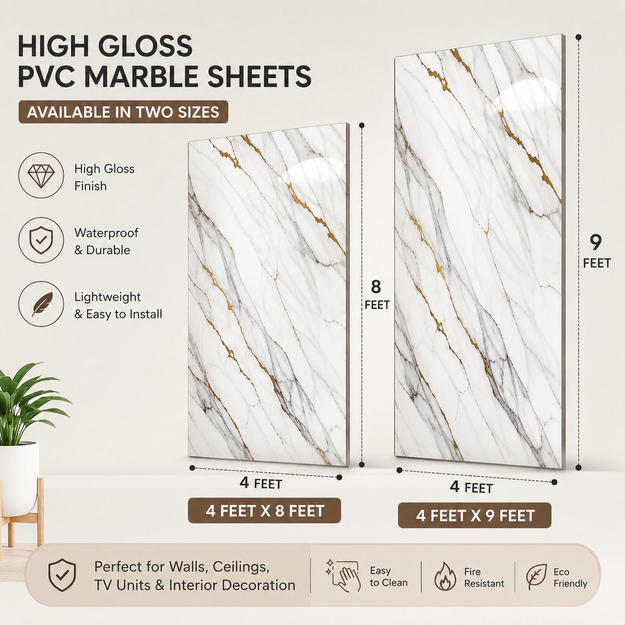 High Gloss PVC Marble sheets 1615