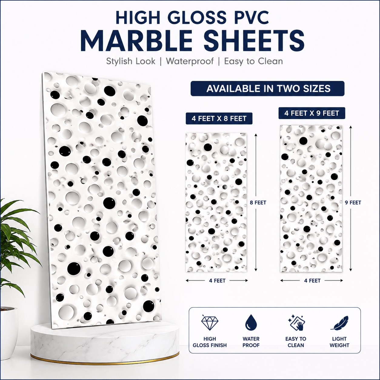 High Gloss PVC Marble sheets 1620