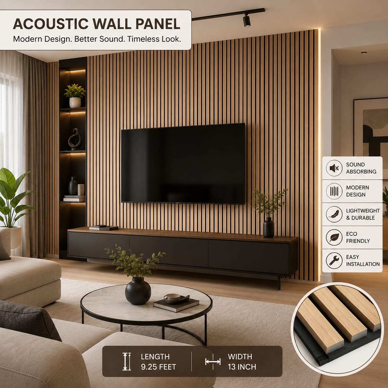 Acoustic Wall Panels, 2 - 9.25 Feet 13 Inches