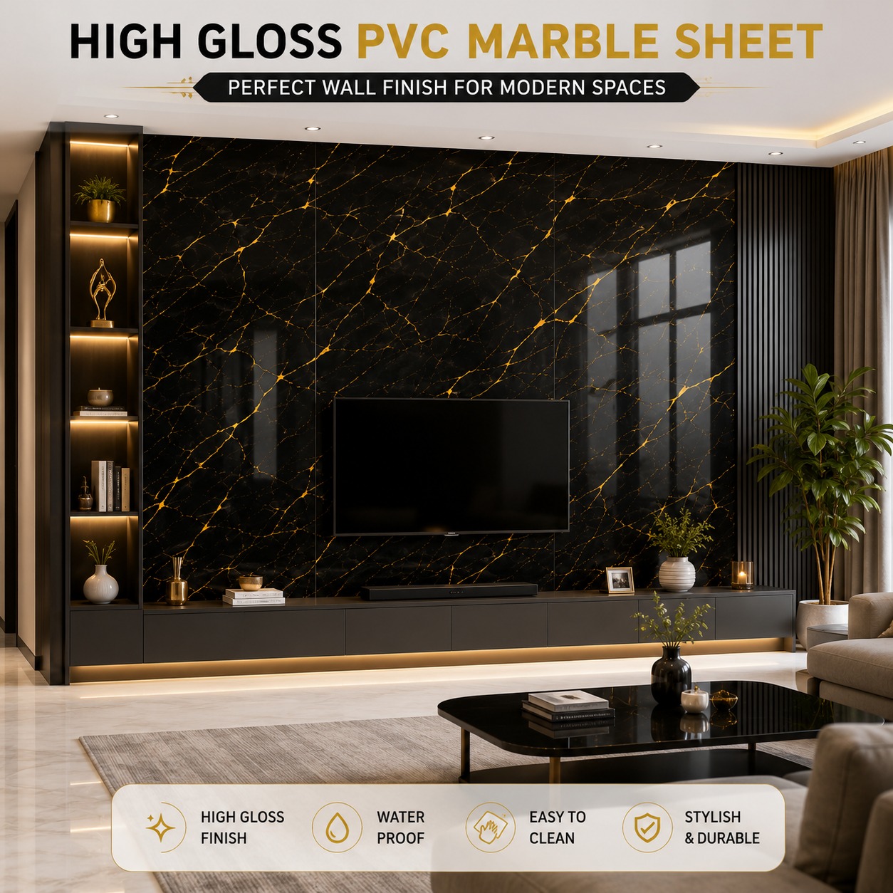 High Gloss PVC Marble sheets 1508