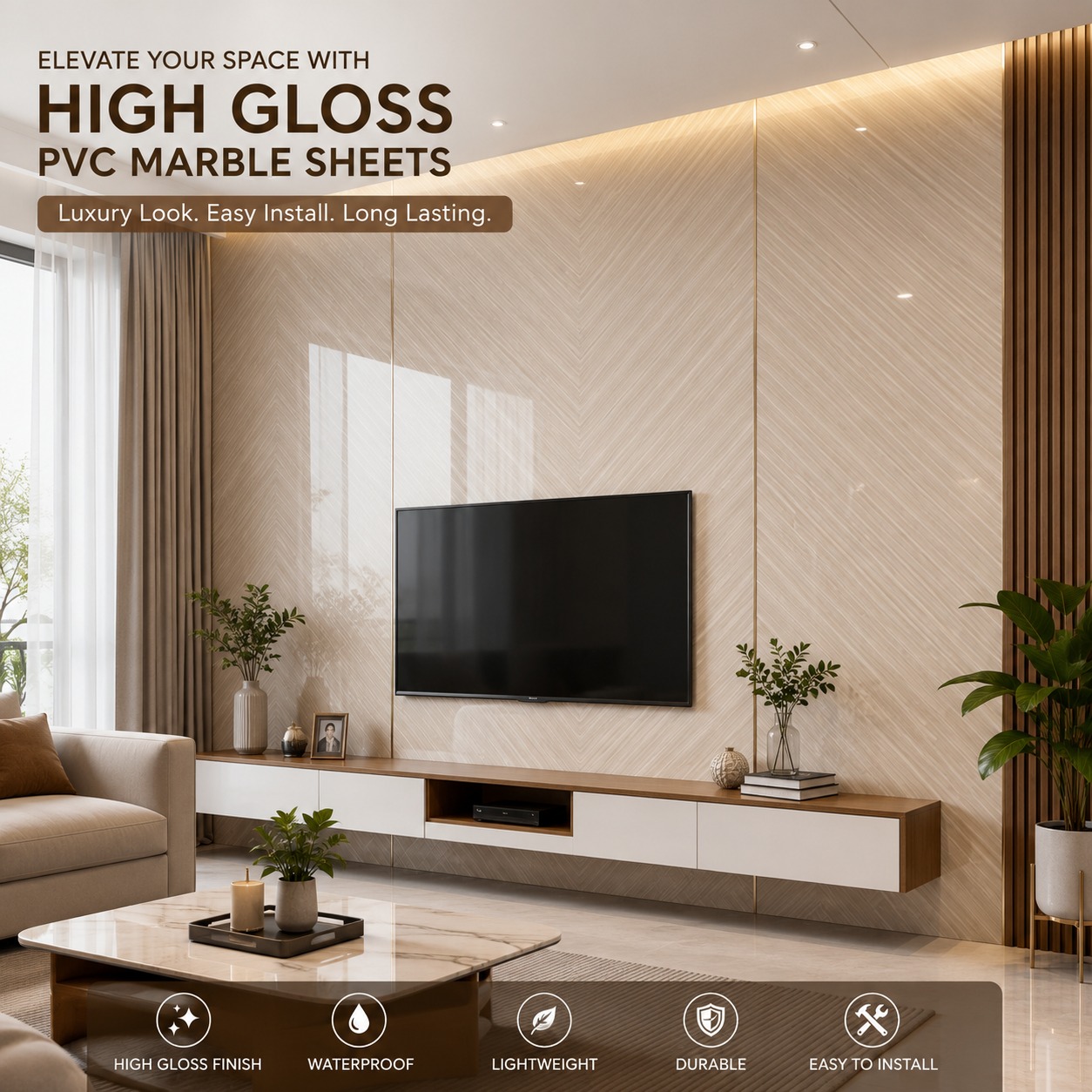 High Gloss PVC Marble sheets 1535