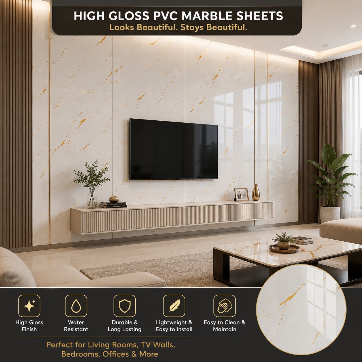High Gloss PVC Marble sheets 1570