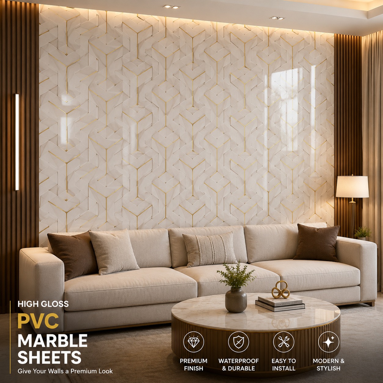 High Gloss PVC Marble sheets 1595