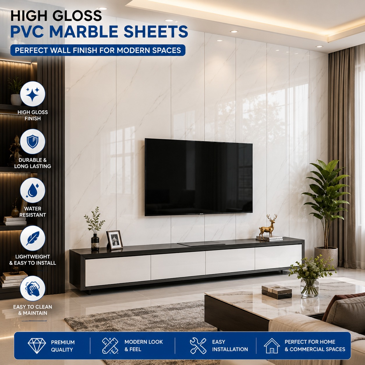 High Gloss PVC Marble sheets 1605