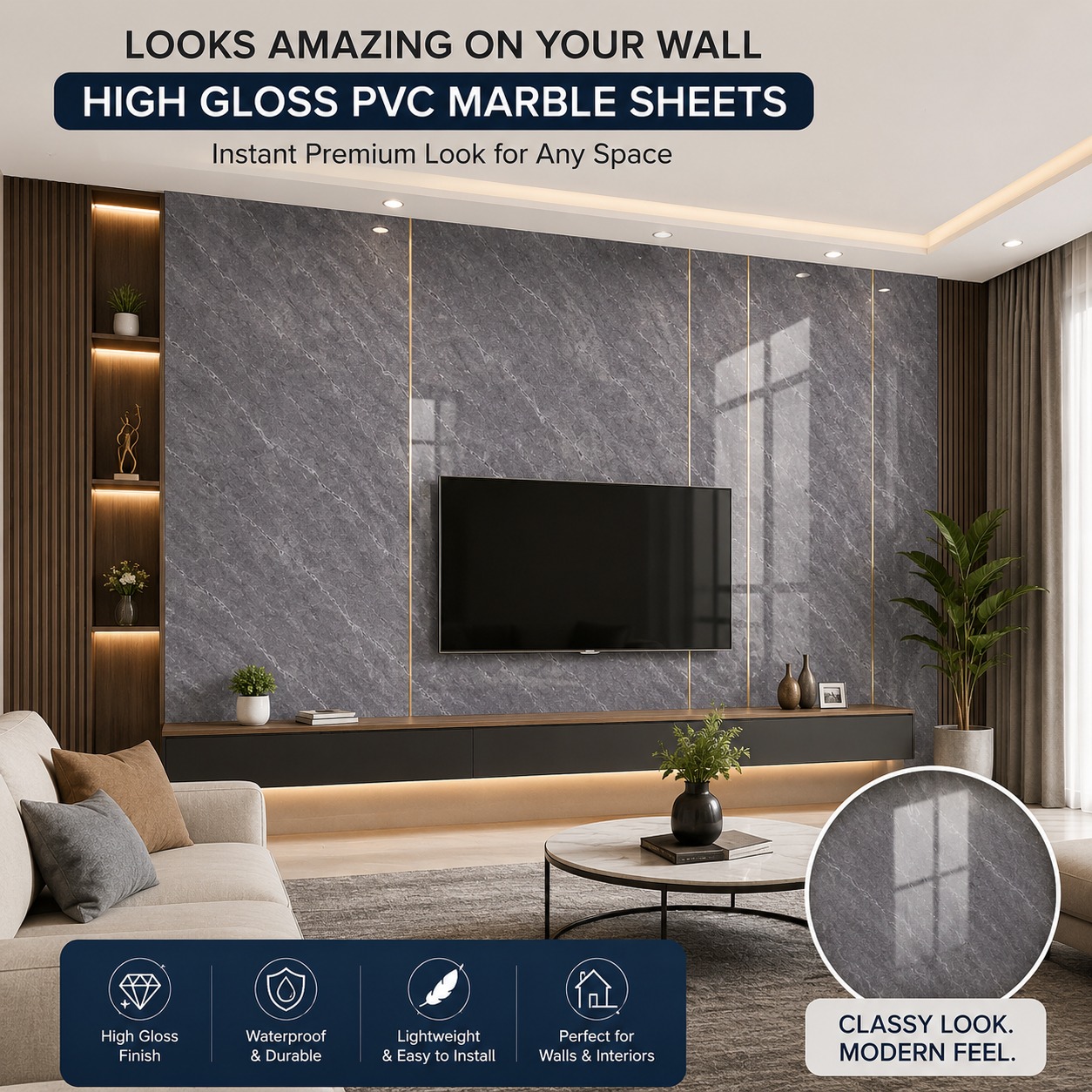 High Gloss PVC Marble sheets 1610